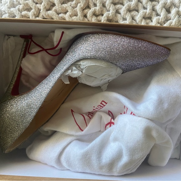Christian Louboutin Pigalle Follies 100mm Glitter Mini Degrade - Drage Silver - Picture 10 of 15